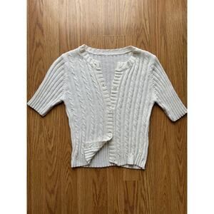 Y2K 3/4 Sleeve Cable Knit Cardigan
